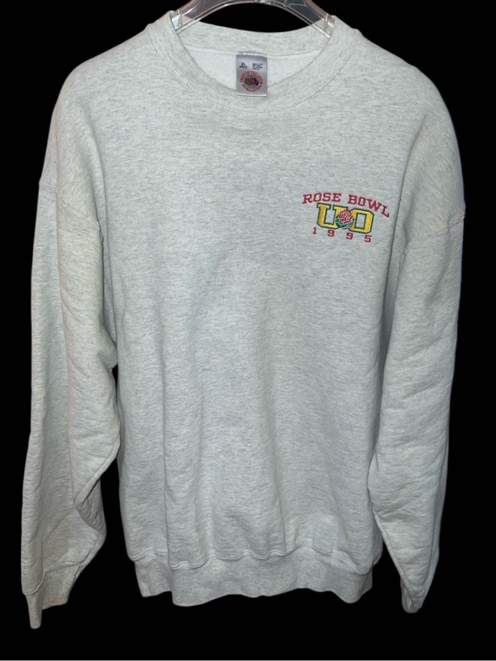 Vintage Rose Bowl 1995 Oregon Ducks Crewneck Sweatshirt - Light Gray, XL Men’s